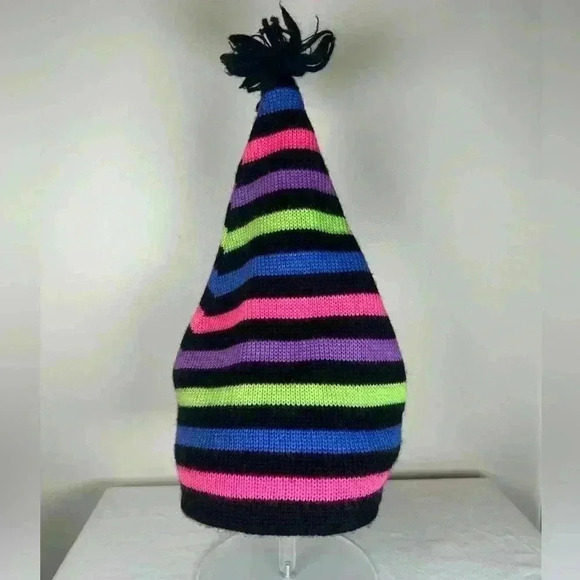 Vintage Meister Winter Hat Ski Hat Striped Stocking Hat 100% New Wool Unisex - Picture 2 of 9